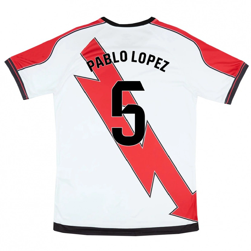 Danxen Mujer Camiseta Pablo López #5 Blanco Rojo 1ª Equipación 2025/26 La Camisa México