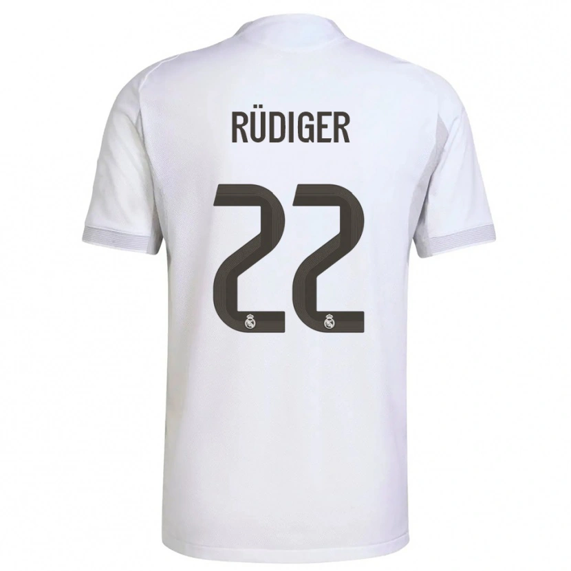 Danxen Mujer Camiseta Antonio Rüdiger #22 Blanco Amarillo 1ª Equipación 2025/26 La Camisa México