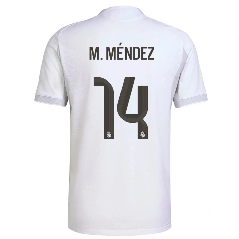 Danxen Mujer Camiseta María Méndez #14 Blanco Amarillo 1ª Equipación 2025/26 La Camisa México