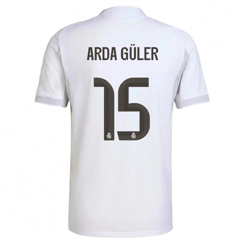 Danxen Mujer Camiseta Arda Güler #15 Blanco Amarillo 1ª Equipación 2025/26 La Camisa México