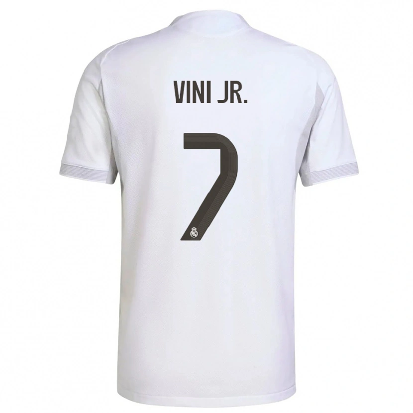 Danxen Mujer Camiseta Vinicius Junior #7 Blanco Amarillo 1ª Equipación 2025/26 La Camisa México
