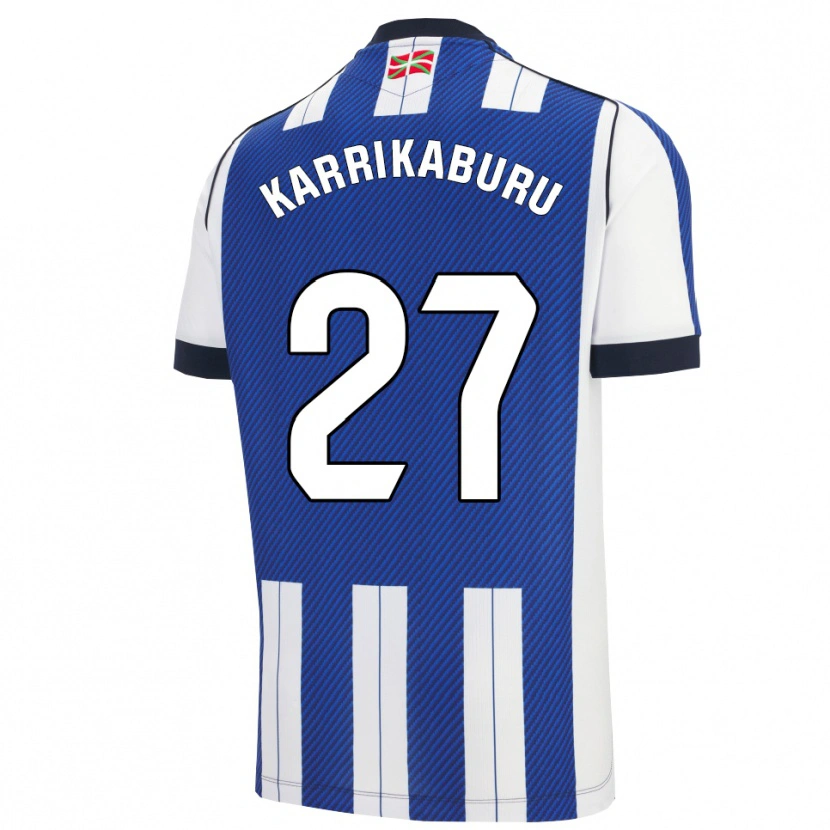 Danxen Mujer Camiseta Jon Karrikaburu #27 Azul Blanco 1ª Equipación 2025/26 La Camisa México