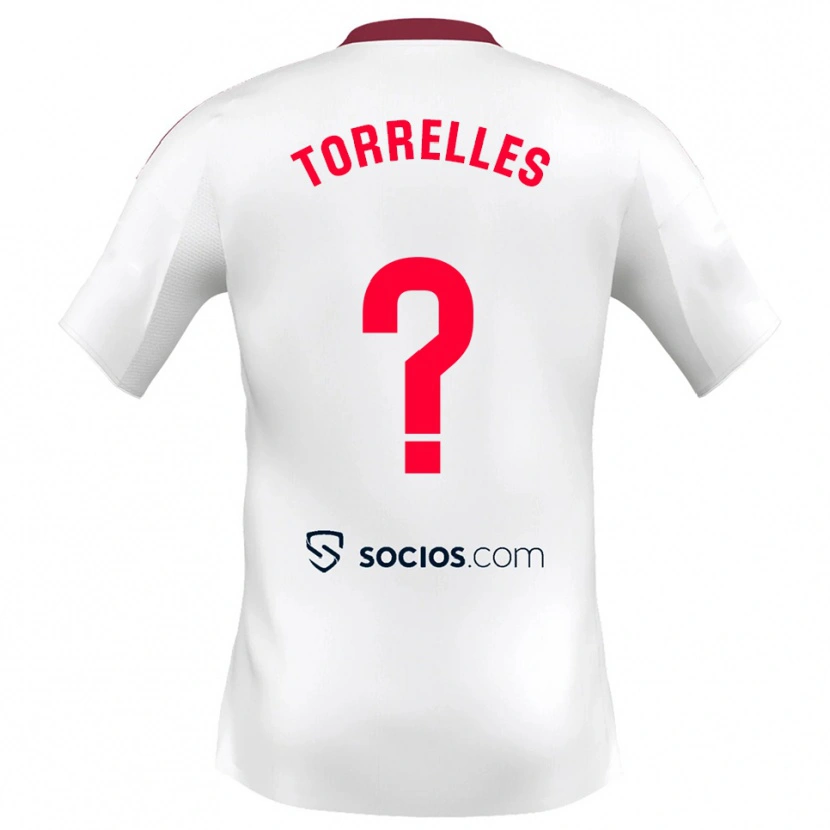 Danxen Mujer Camiseta Genís Torrelles #0 Blanco Rojo 1ª Equipación 2025/26 La Camisa México