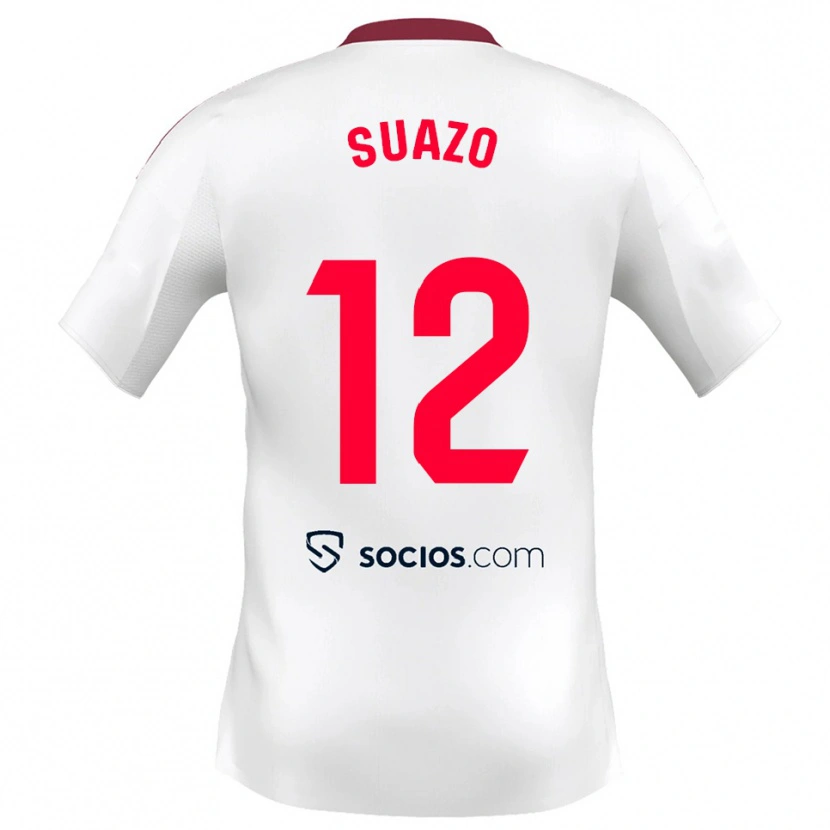 Danxen Mujer Camiseta Gabriel Suazo #12 Blanco Rojo 1ª Equipación 2025/26 La Camisa México