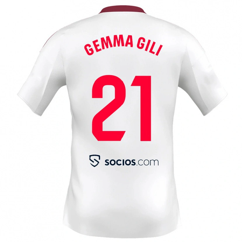 Danxen Mujer Camiseta Gemma Gili Giner #21 Blanco Rojo 1ª Equipación 2025/26 La Camisa México