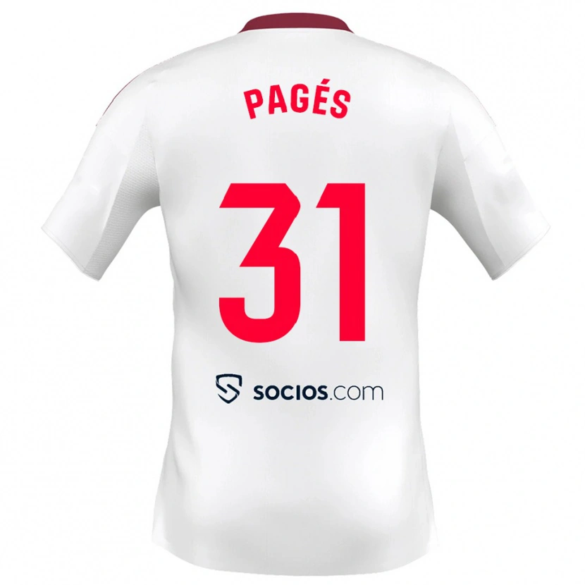 Danxen Mujer Camiseta Lukas Pagés #31 Blanco Rojo 1ª Equipación 2025/26 La Camisa México