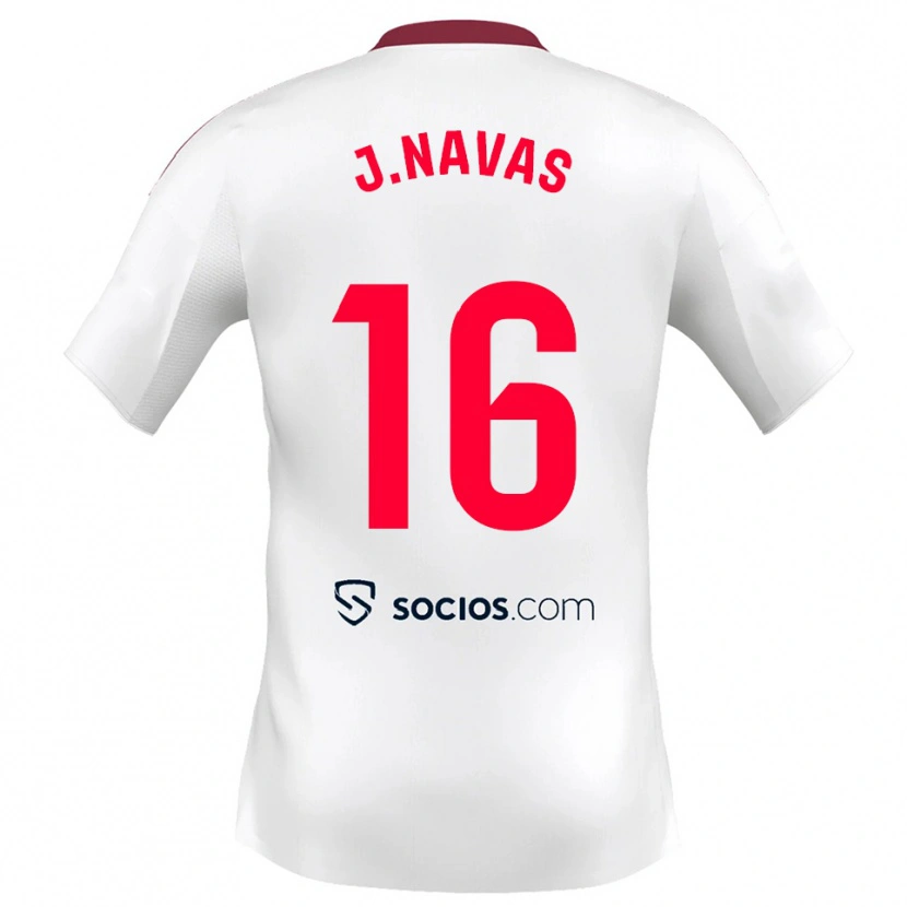 Danxen Mujer Camiseta Jesus Navas #16 Blanco Rojo 1ª Equipación 2025/26 La Camisa México