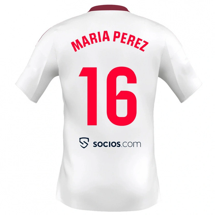 Danxen Mujer Camiseta María Pérez Rabaza #16 Blanco Rojo 1ª Equipación 2025/26 La Camisa México