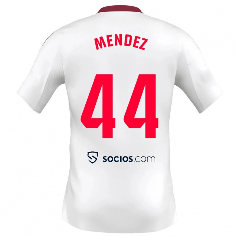 Danxen Mujer Camiseta Tomas Mendez #44 Blanco Rojo 1ª Equipación 2025/26 La Camisa México