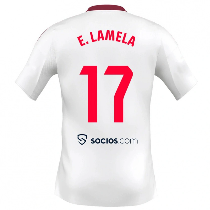 Danxen Mujer Camiseta Erik Lamela #17 Blanco Rojo 1ª Equipación 2025/26 La Camisa México