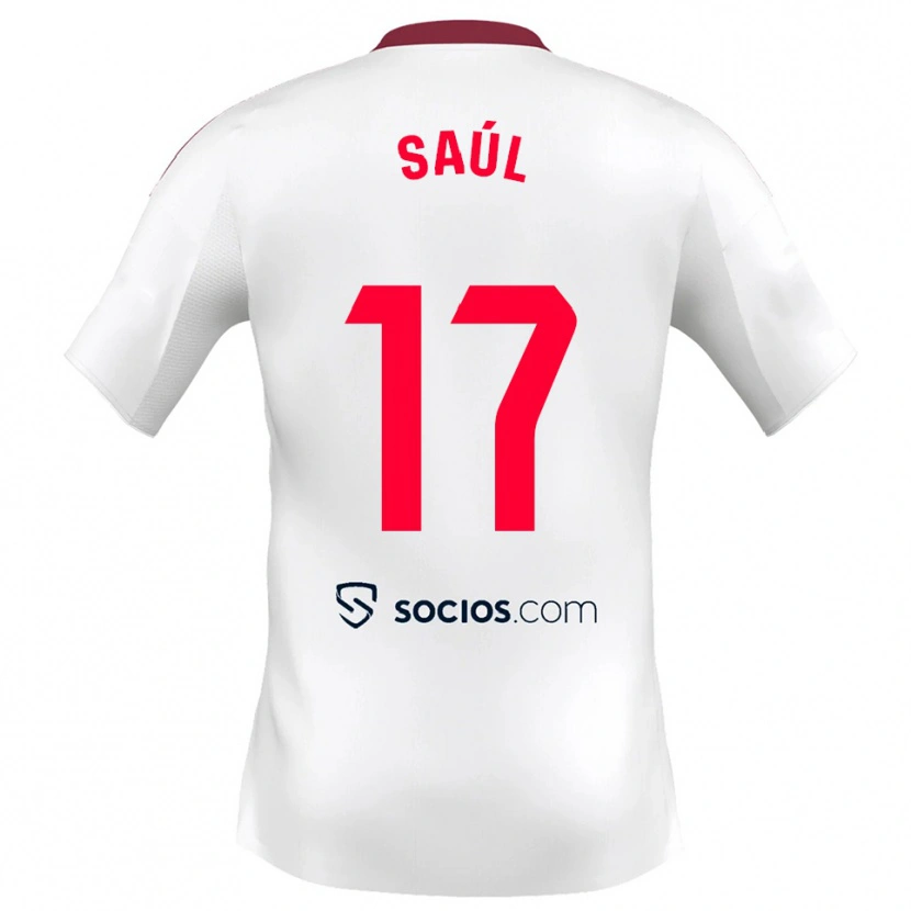 Danxen Mujer Camiseta Saul Niguez #17 Blanco Rojo 1ª Equipación 2025/26 La Camisa México