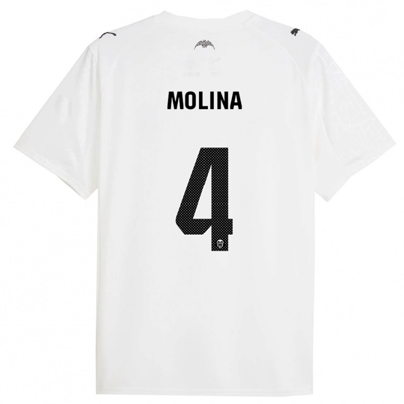 Danxen Mujer Camiseta María Molina #4 Blanco Negro 1ª Equipación 2025/26 La Camisa México