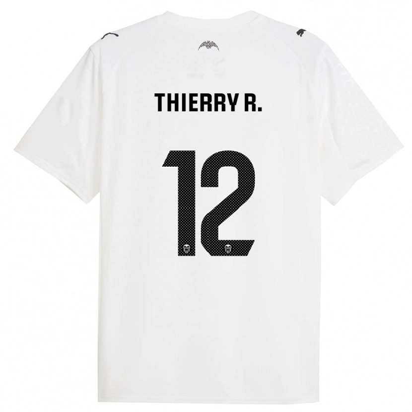Danxen Mujer Camiseta Thierry Correia #12 Blanco Negro 1ª Equipación 2025/26 La Camisa México