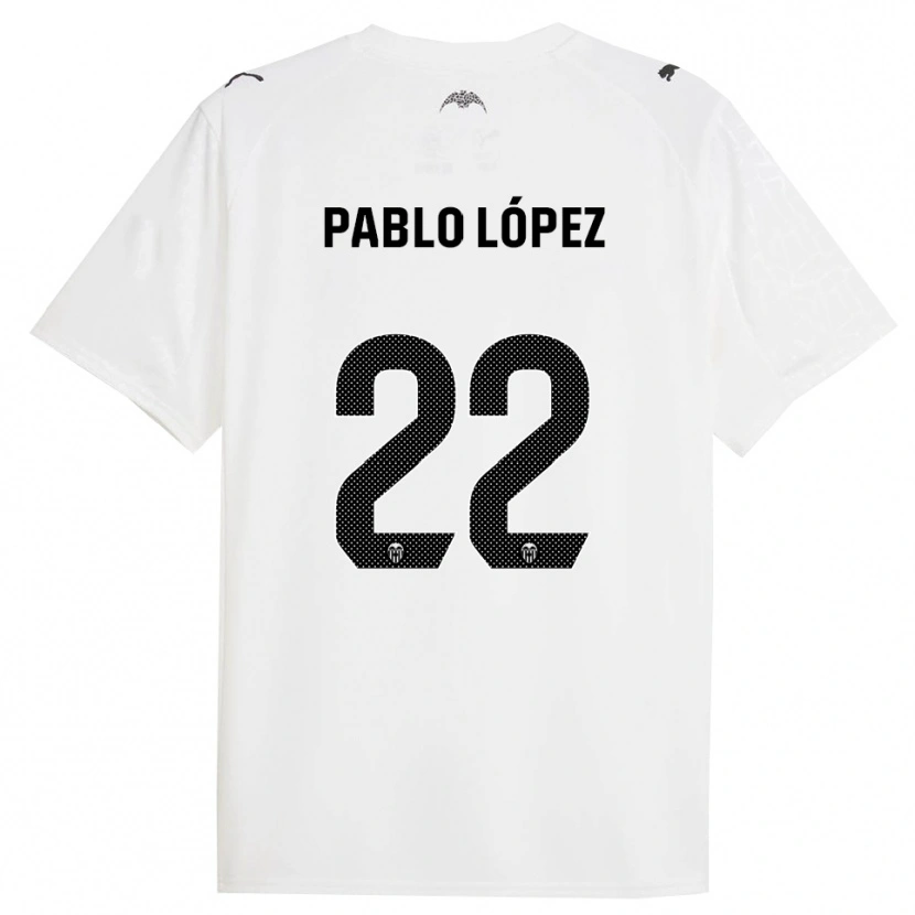 Danxen Mujer Camiseta Pablo López #22 Blanco Negro 1ª Equipación 2025/26 La Camisa México