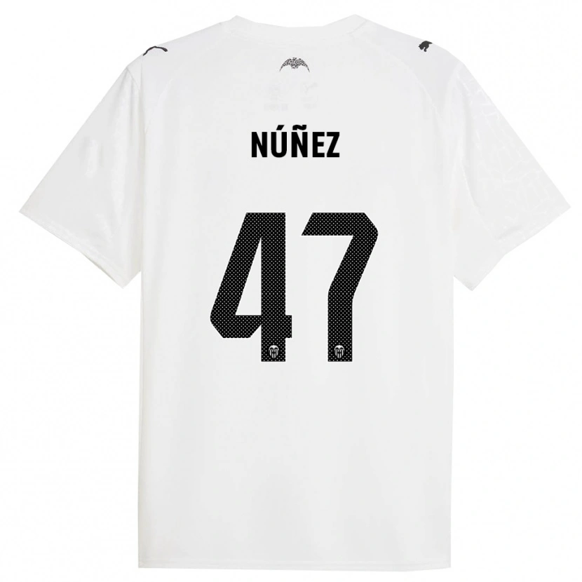 Danxen Mujer Camiseta Lucas Núñez #47 Blanco Negro 1ª Equipación 2025/26 La Camisa México