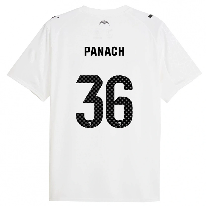 Danxen Mujer Camiseta Alejandro Panach #36 Blanco Negro 1ª Equipación 2025/26 La Camisa México