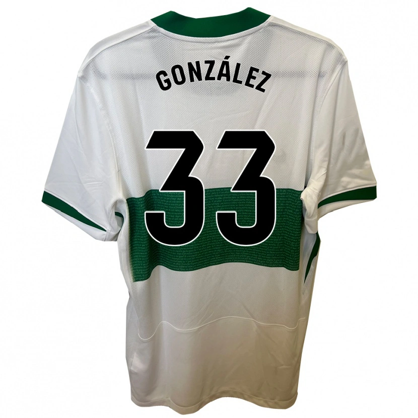 Danxen Mujer Camiseta Nico González #33 Blanco Verde 1ª Equipación 2025/26 La Camisa México