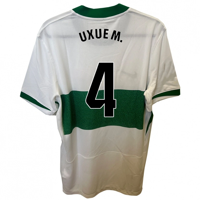 Danxen Mujer Camiseta Uxue Mendia Fernández #4 Blanco Verde 1ª Equipación 2025/26 La Camisa México