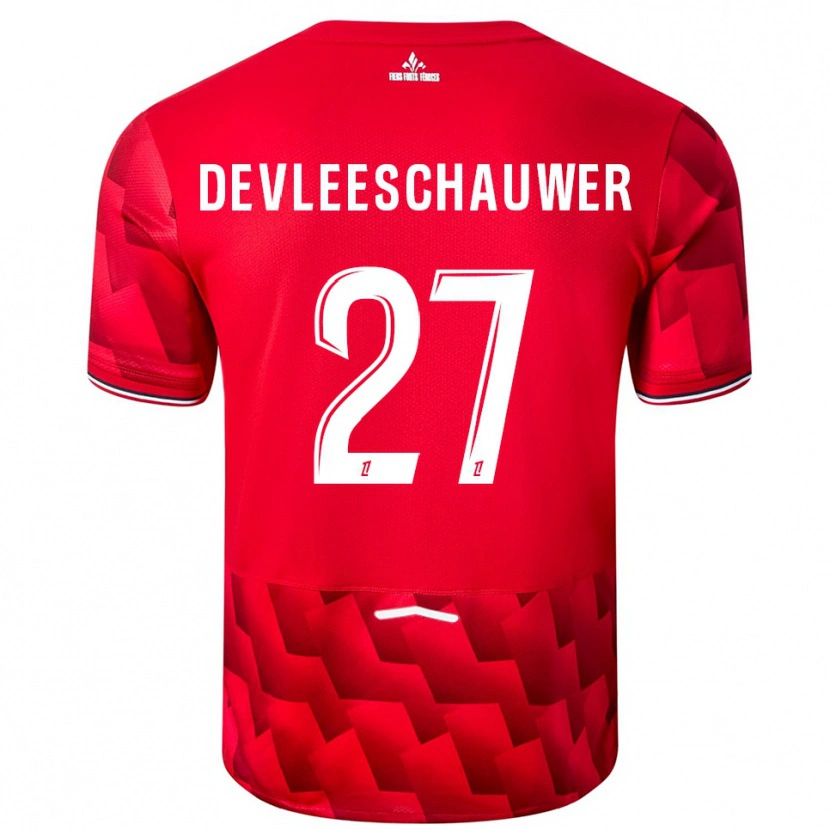 Danxen Mujer Camiseta Gwenaëlle Devleeschauwer #27 Rojo Blanco 1ª Equipación 2025/26 La Camisa México