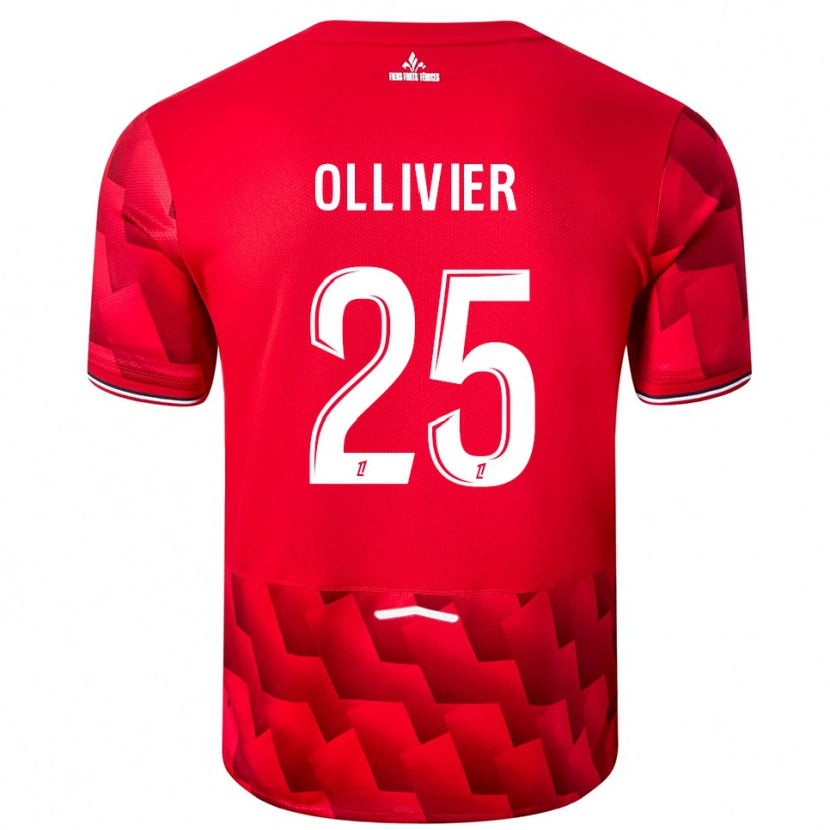 Danxen Mujer Camiseta Agathe Ollivier #25 Rojo Blanco 1ª Equipación 2025/26 La Camisa México