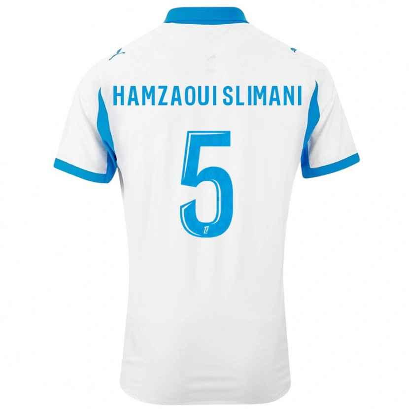 Danxen Mujer Camiseta Hilan Hamzaoui Slimani #5 Blanco Celeste 1ª Equipación 2025/26 La Camisa México