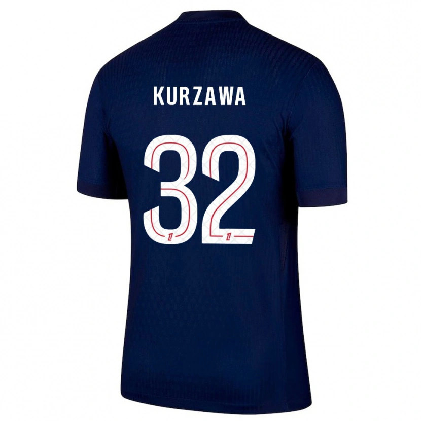 Danxen Mujer Camiseta Layvin Kurzawa #32 Azul Marino Rojo 1ª Equipación 2025/26 La Camisa México