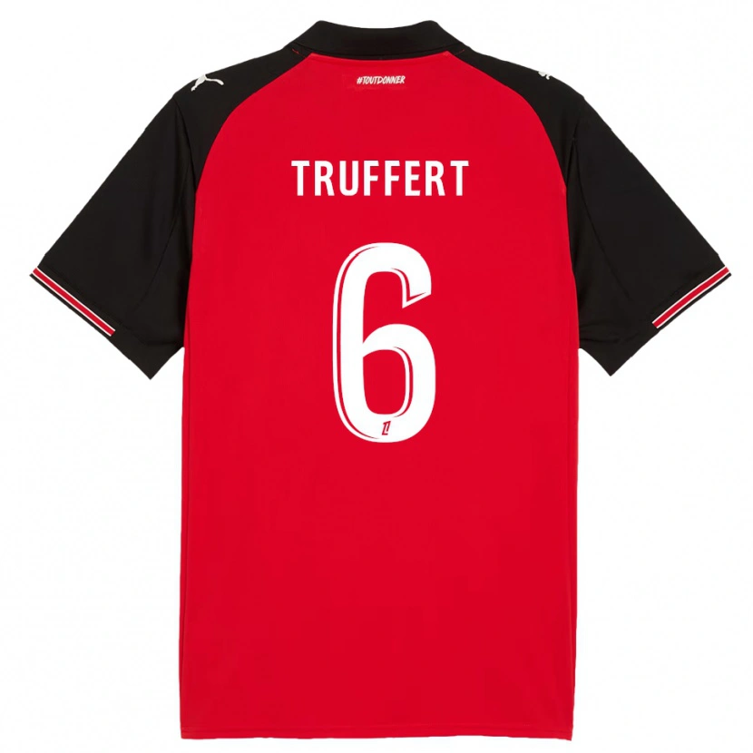 Danxen Mujer Camiseta Florian Truffert #6 Rojo Negro 1ª Equipación 2025/26 La Camisa México