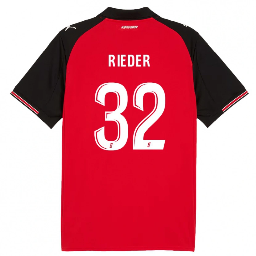 Danxen Mujer Camiseta Fabian Rieder #32 Rojo Negro 1ª Equipación 2025/26 La Camisa México