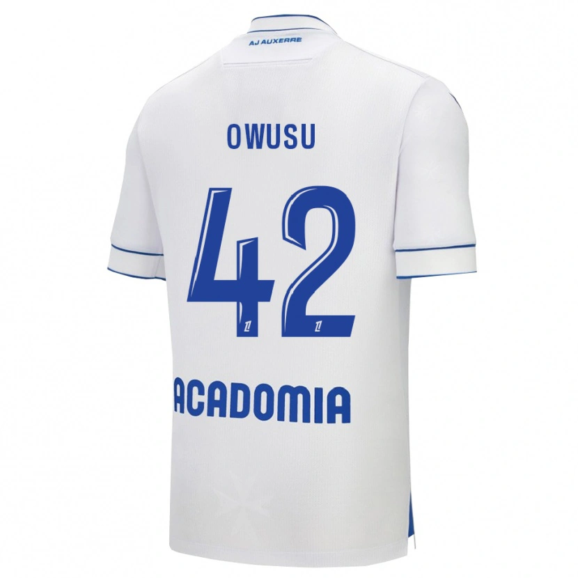 Danxen Mujer Camiseta Elisha Owusu #42 Blanco Azul 1ª Equipación 2025/26 La Camisa México