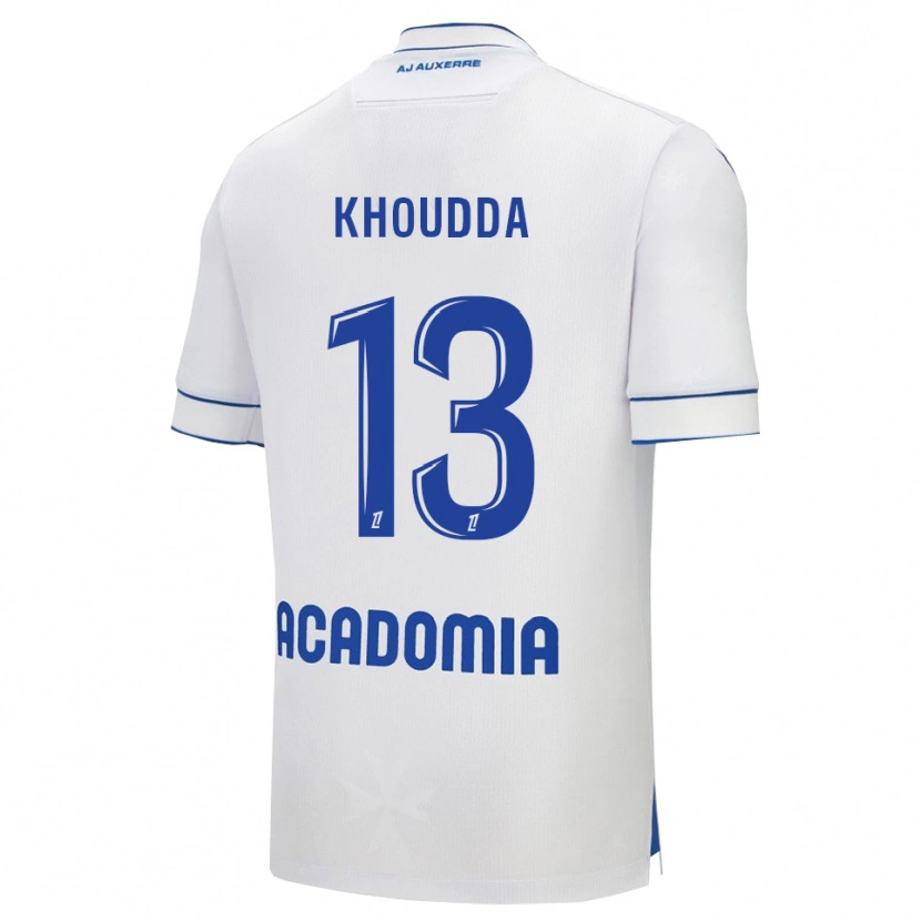 Danxen Mujer Camiseta Youssef Khoudda #13 Blanco Azul 1ª Equipación 2025/26 La Camisa México