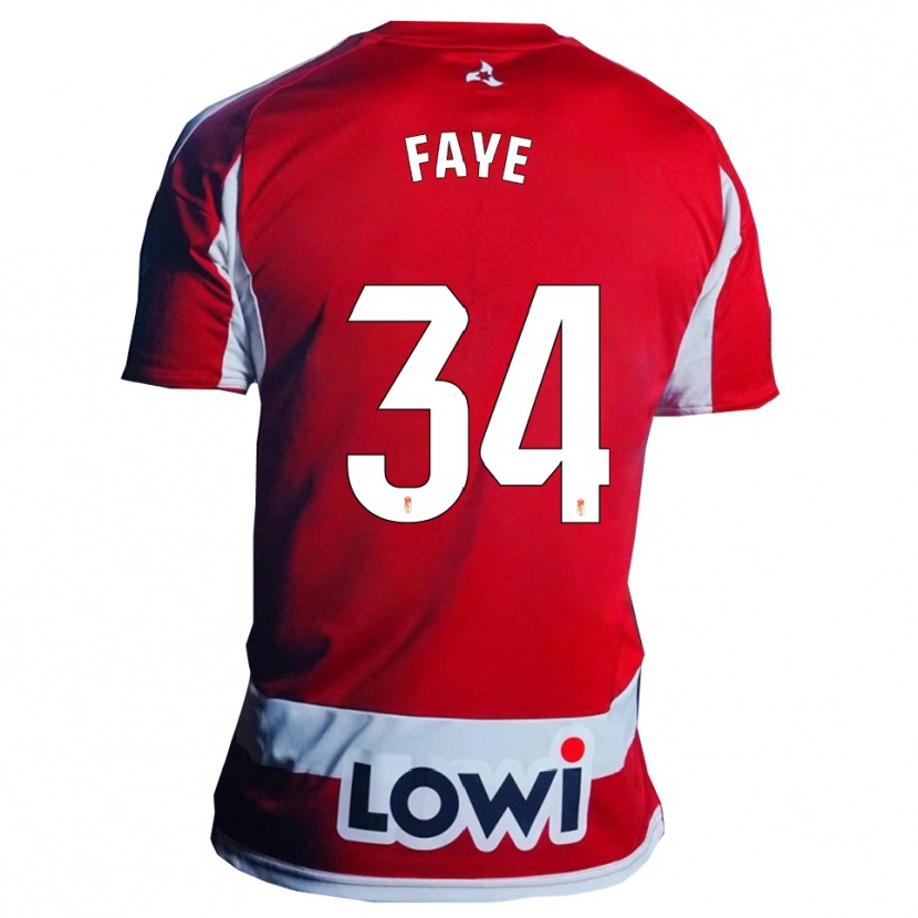 Danxen Mujer Camiseta Souleymane Faye #34 Rojo Blanco 1ª Equipación 2025/26 La Camisa México