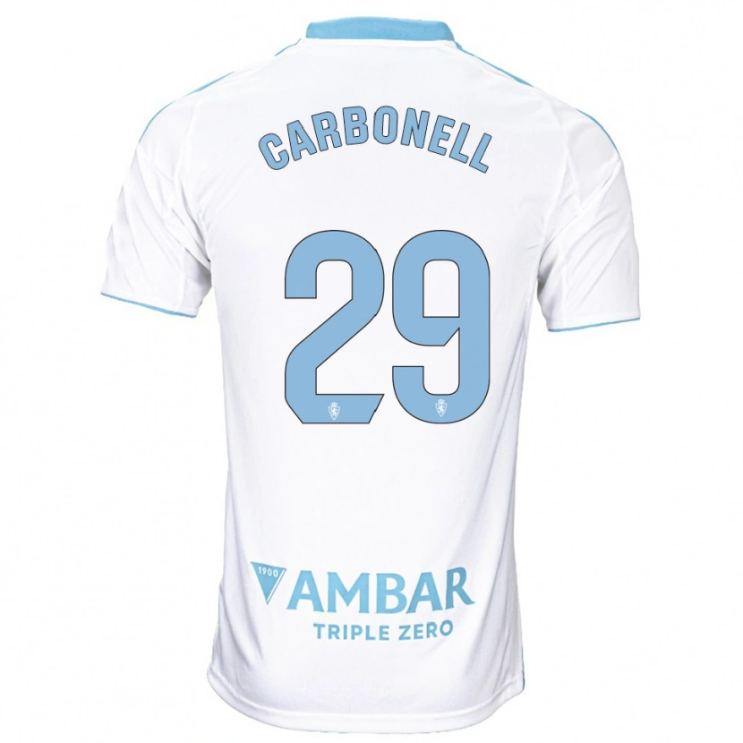 Danxen Mujer Camiseta Luis Carbonell #29 Blanco Celeste 1ª Equipación 2025/26 La Camisa México