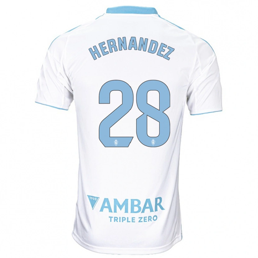Danxen Mujer Camiseta Diego Hernández #28 Blanco Celeste 1ª Equipación 2025/26 La Camisa México