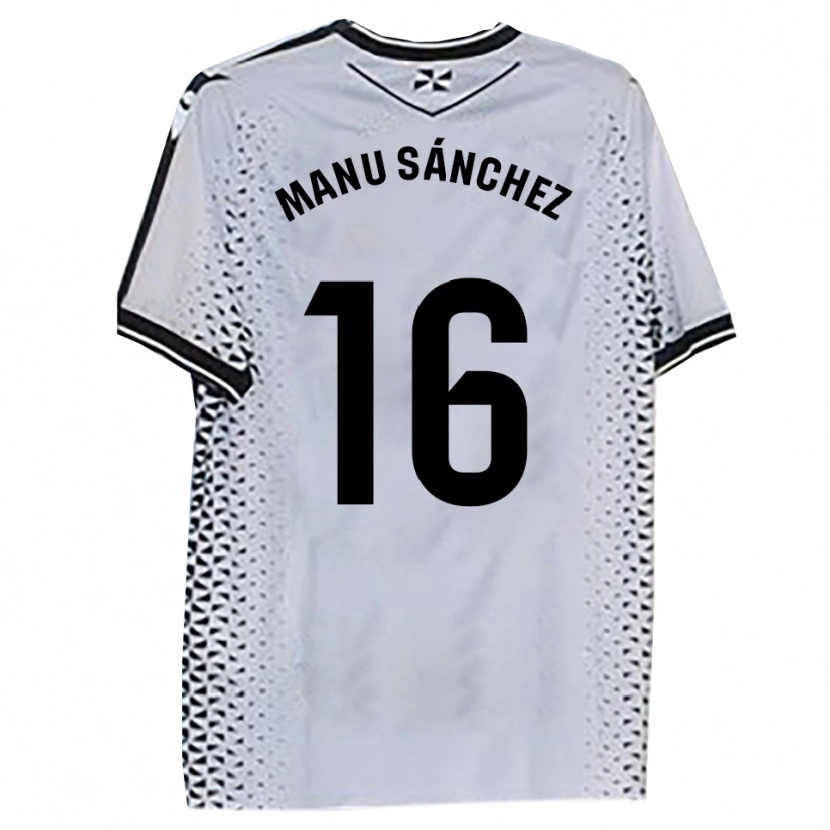 Danxen Mujer Camiseta Manu Sánchez #16 Blanco Negro 1ª Equipación 2025/26 La Camisa México