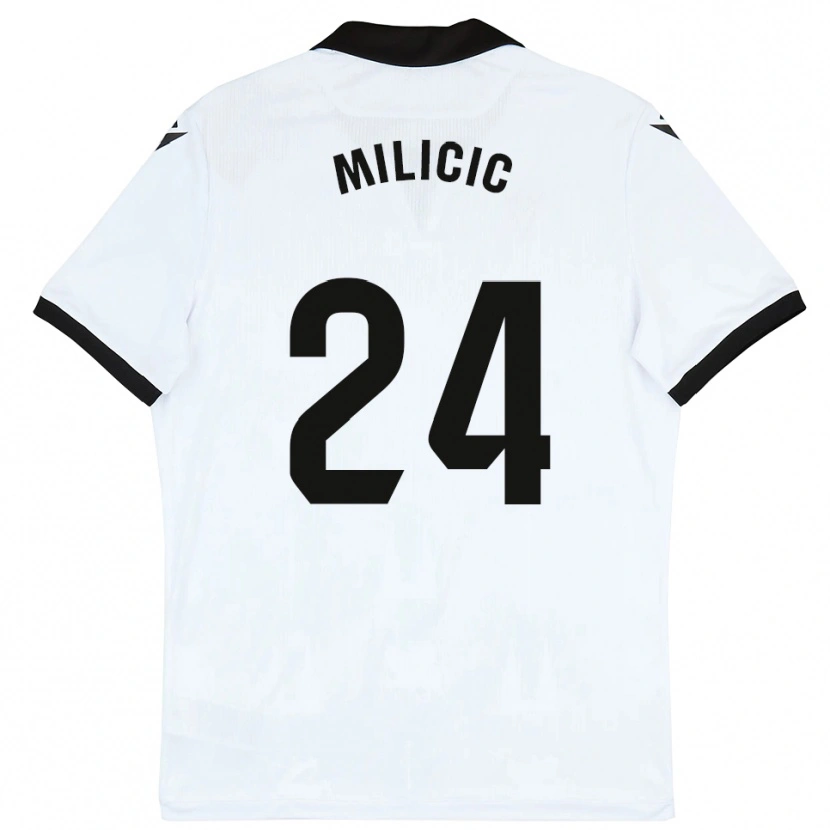 Danxen Mujer Camiseta Nikola Milicic #24 Blanco Negro 1ª Equipación 2025/26 La Camisa México