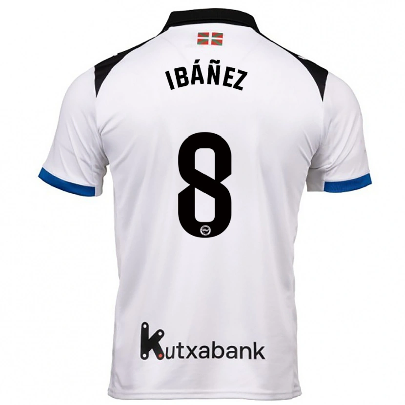 Danxen Mujer Camiseta Pablo Ibáñez #8 Blanco Azul 2ª Equipación 2025/26 La Camisa México