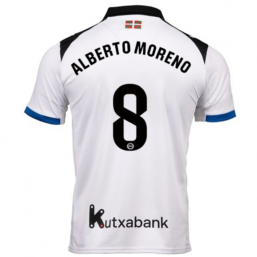 Danxen Mujer Camiseta Alberto Moreno #8 Blanco Azul 2ª Equipación 2025/26 La Camisa México
