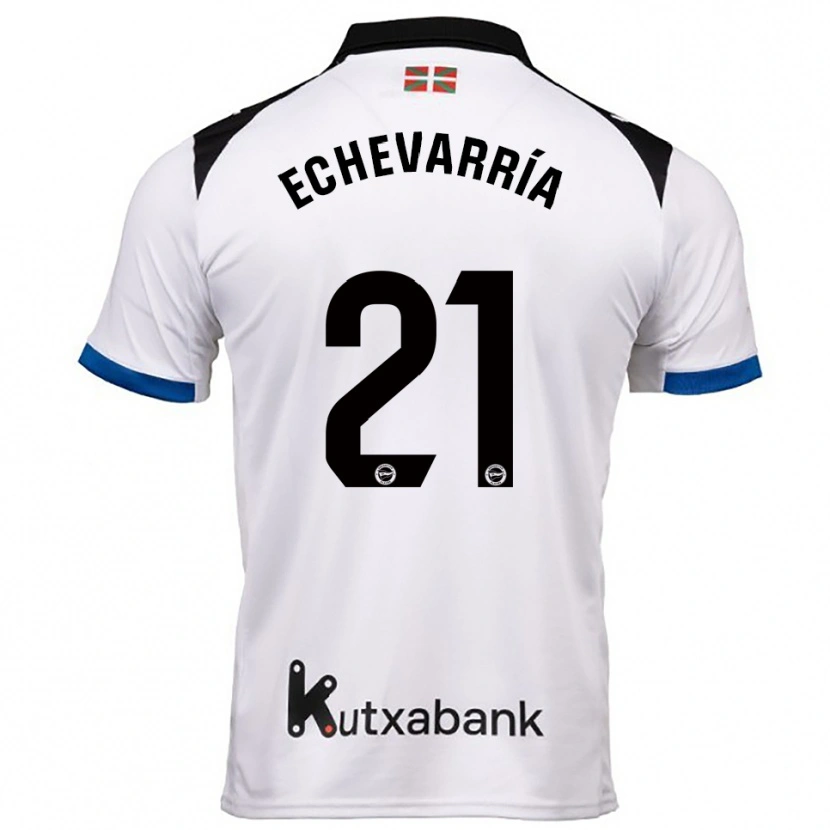 Danxen Mujer Camiseta Martin Echevarría #21 Blanco Azul 2ª Equipación 2025/26 La Camisa México