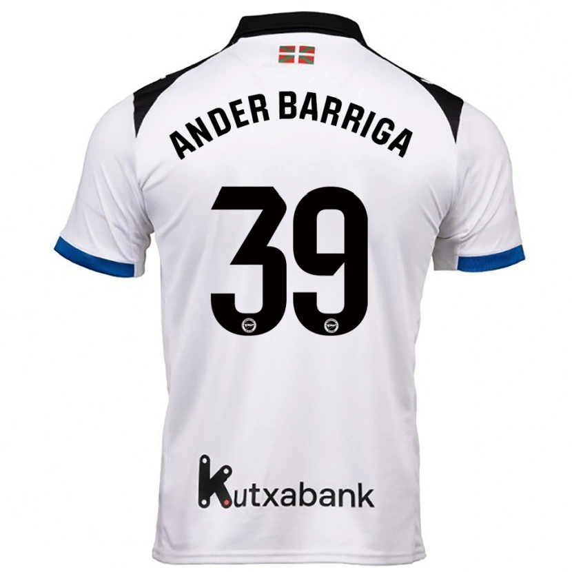 Danxen Mujer Camiseta Jon Ander Barriga #39 Blanco Azul 2ª Equipación 2025/26 La Camisa México