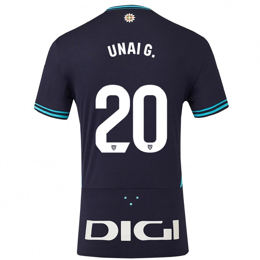 Danxen Mujer Camiseta Unai Gómez #20 Azul Marino Celeste 2ª Equipación 2025/26 La Camisa México