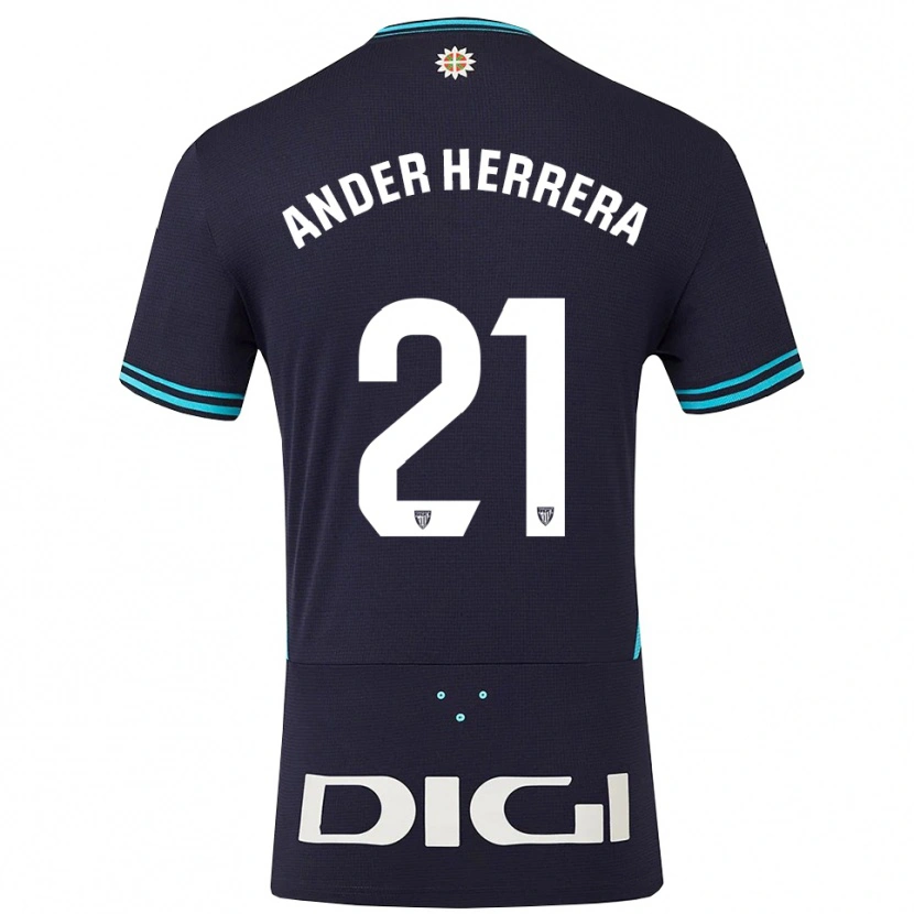Danxen Mujer Camiseta Ander Herrera #21 Azul Marino Celeste 2ª Equipación 2025/26 La Camisa México