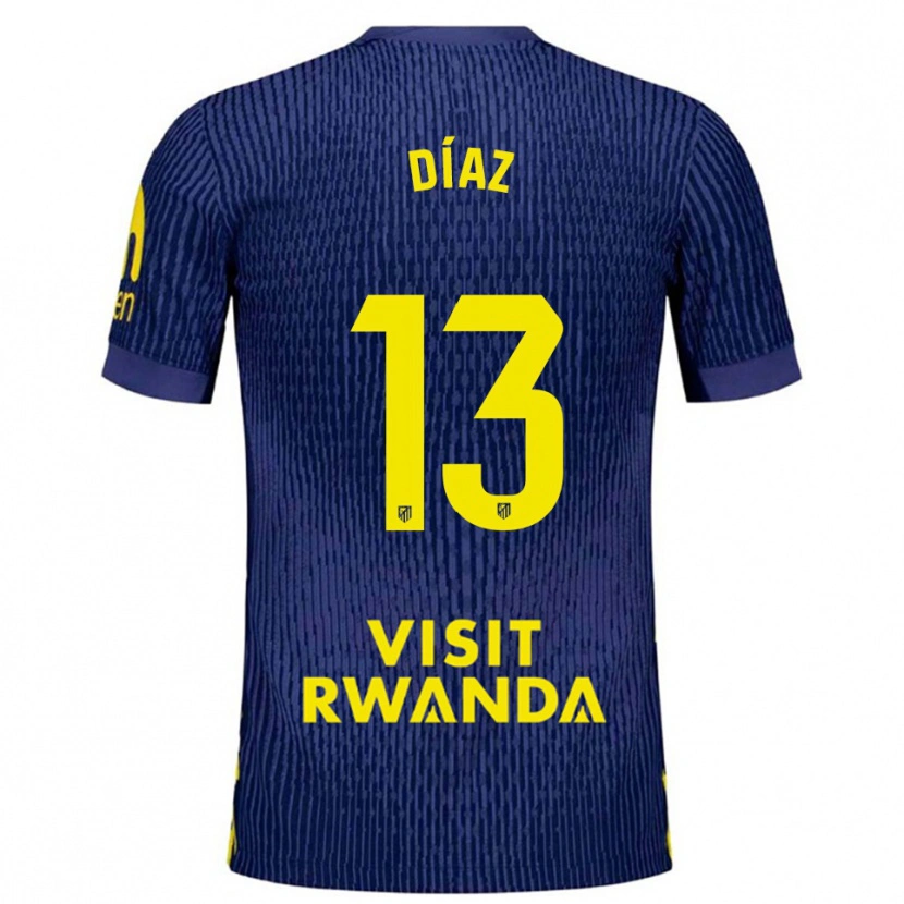 Danxen Mujer Camiseta Diego Díaz #13 Azul Marino Amarillo 2ª Equipación 2025/26 La Camisa México