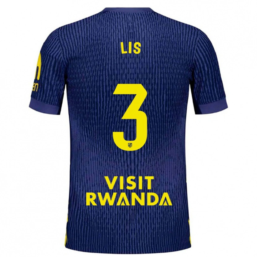 Danxen Mujer Camiseta Adrian Lis #3 Azul Marino Amarillo 2ª Equipación 2025/26 La Camisa México