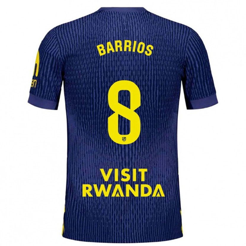 Danxen Mujer Camiseta Pablo Barrios #8 Azul Marino Amarillo 2ª Equipación 2025/26 La Camisa México