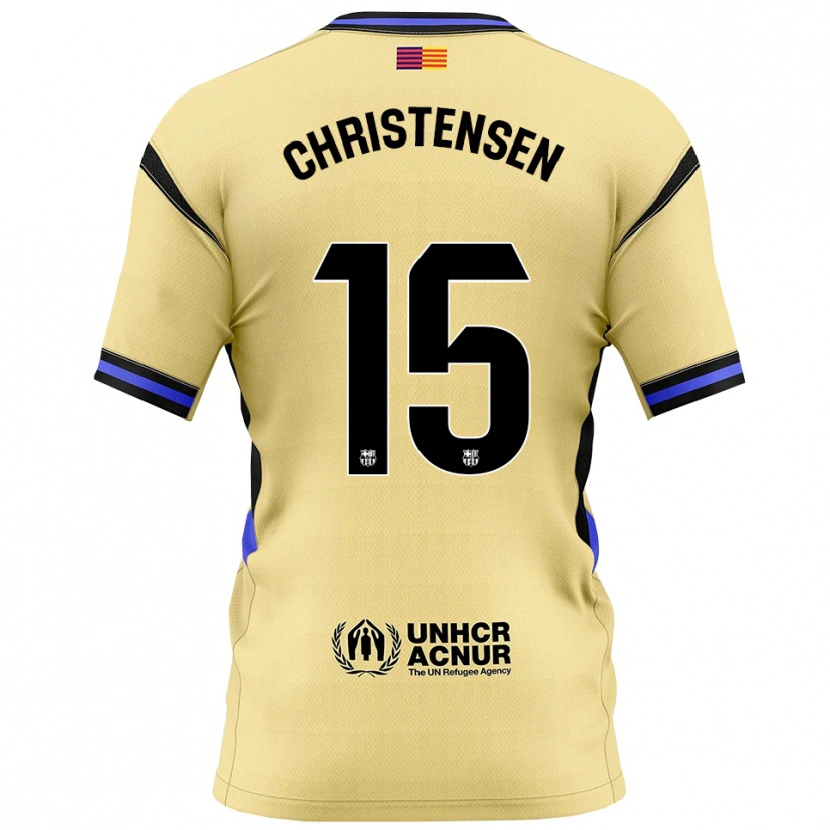Danxen Mujer Camiseta Andreas Christensen #15 Amarillo Negro 2ª Equipación 2025/26 La Camisa México