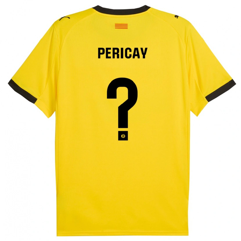 Danxen Mujer Camiseta Sergi Pericay #0 Amarillo Negro 2ª Equipación 2025/26 La Camisa México