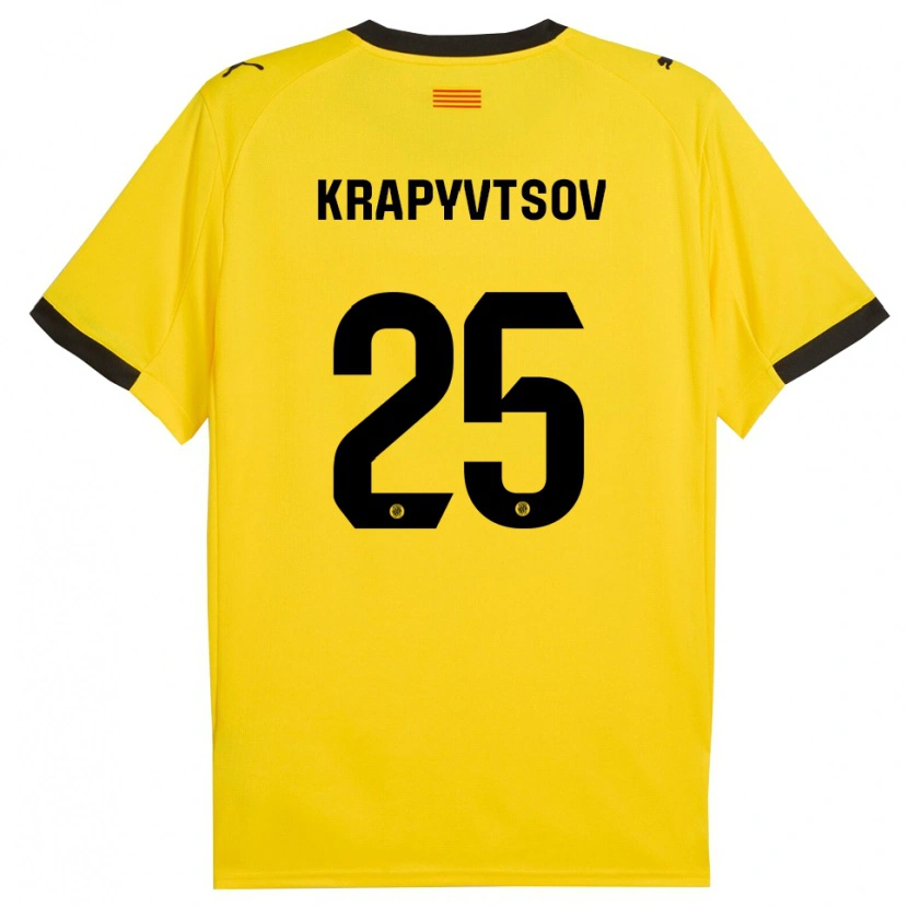 Danxen Mujer Camiseta Vladyslav Krapyvtsov #25 Amarillo Negro 2ª Equipación 2025/26 La Camisa México