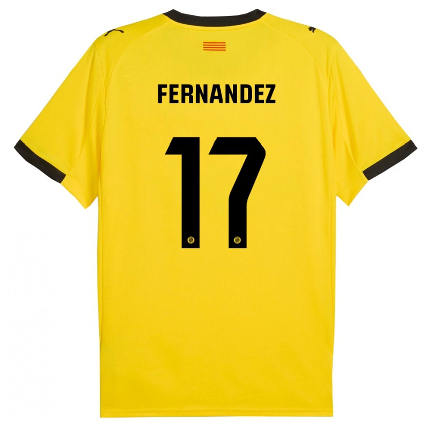 Danxen Mujer Camiseta Daniel Fernández #17 Amarillo Negro 2ª Equipación 2025/26 La Camisa México
