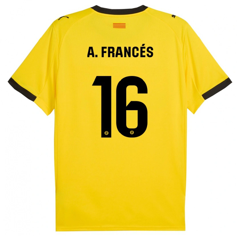 Danxen Mujer Camiseta Alejandro Francés #16 Amarillo Negro 2ª Equipación 2025/26 La Camisa México