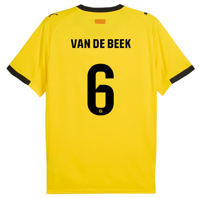 Danxen Mujer Camiseta Donny Van De Beek #6 Amarillo Negro 2ª Equipación 2025/26 La Camisa México